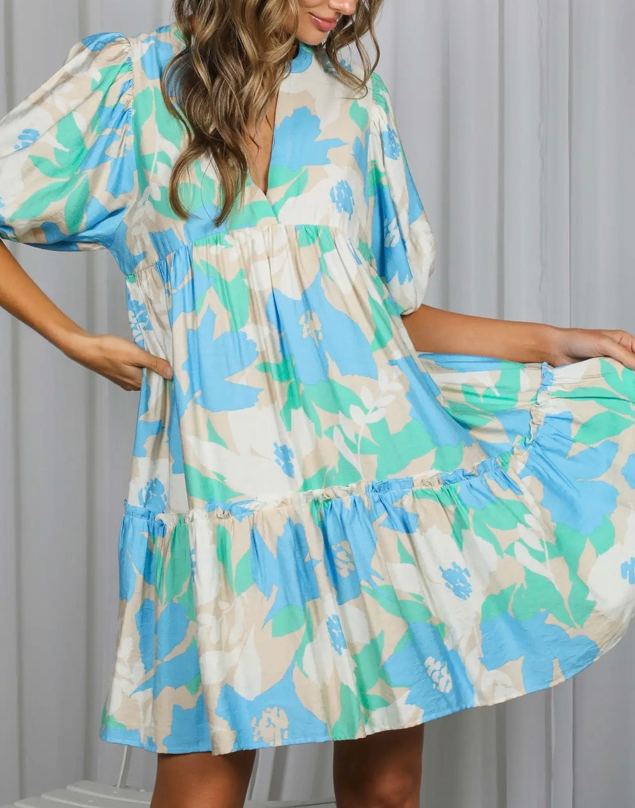 Floral Print Tiered Baby Doll Dress