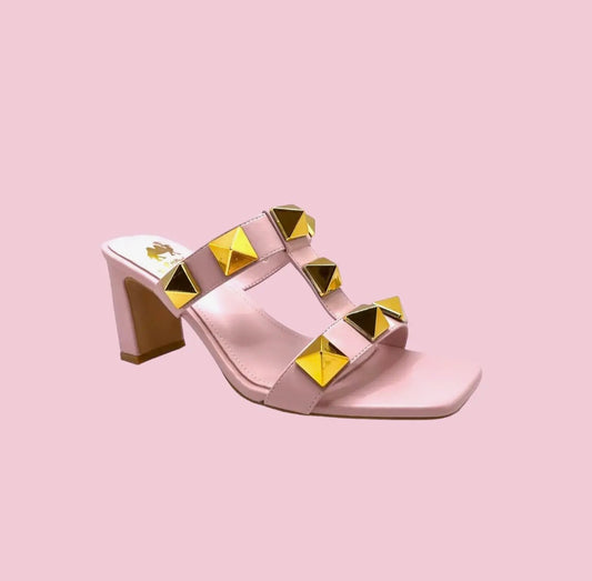 Chloe Pink/Gold Stud Embellished Shoe