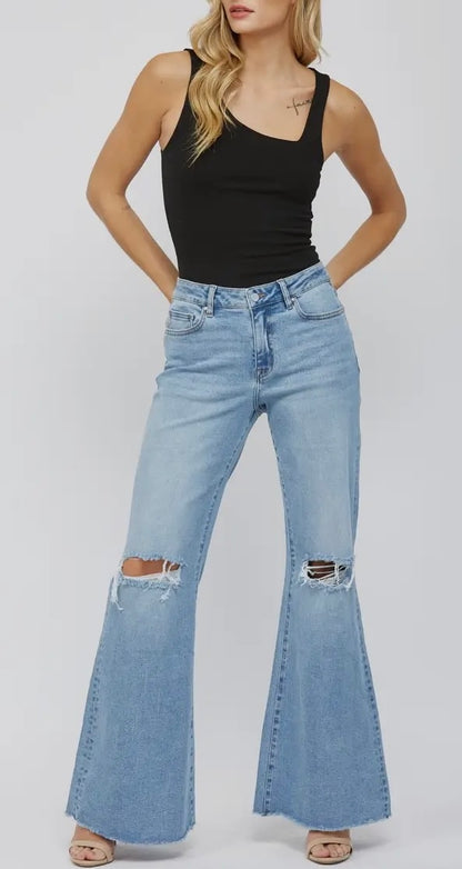 Mica Denim “California Cool” High Rise Wide Leg Jeans