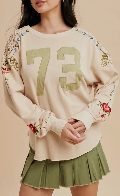 Embroidered Jersey French Terry Pullover