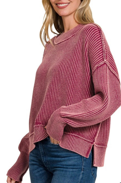 Cabernet Raw Edge Two Tone Sweatwr