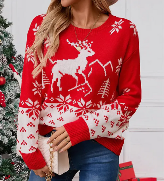 Red Reindeer Christmas Sweater