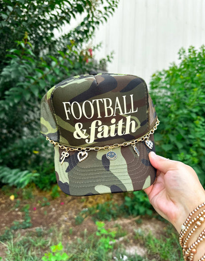 Football and Faith Camo Trucker: WITH CHAIN