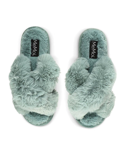 Beverly Faux Fur Open Toe Plush Slipper: Taupe / S 5-6