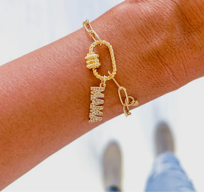 Mama Pave’ Charm Bracelet 18k Gold Filled