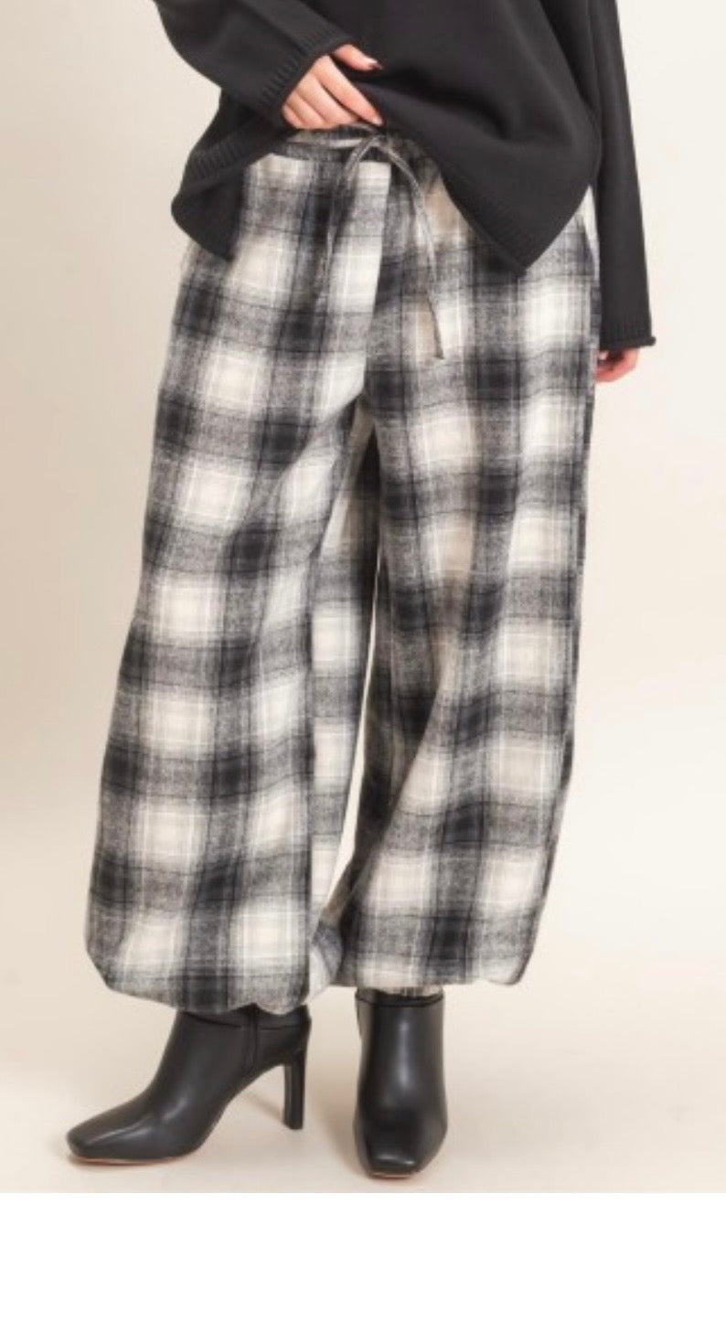 Plaid Drawstring Jogger Pants