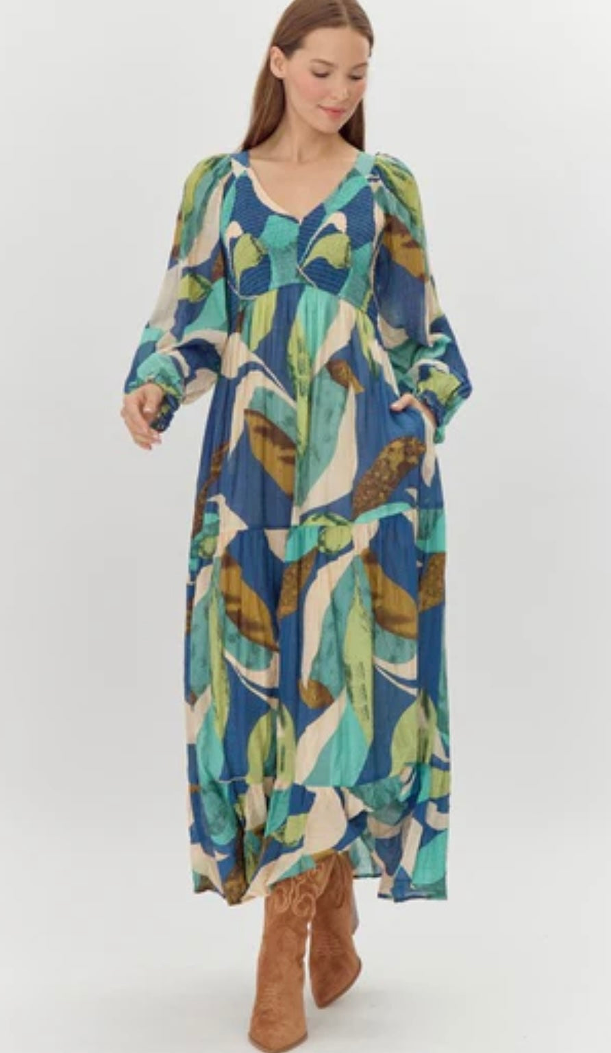 Abstract Printed Maxi Dress