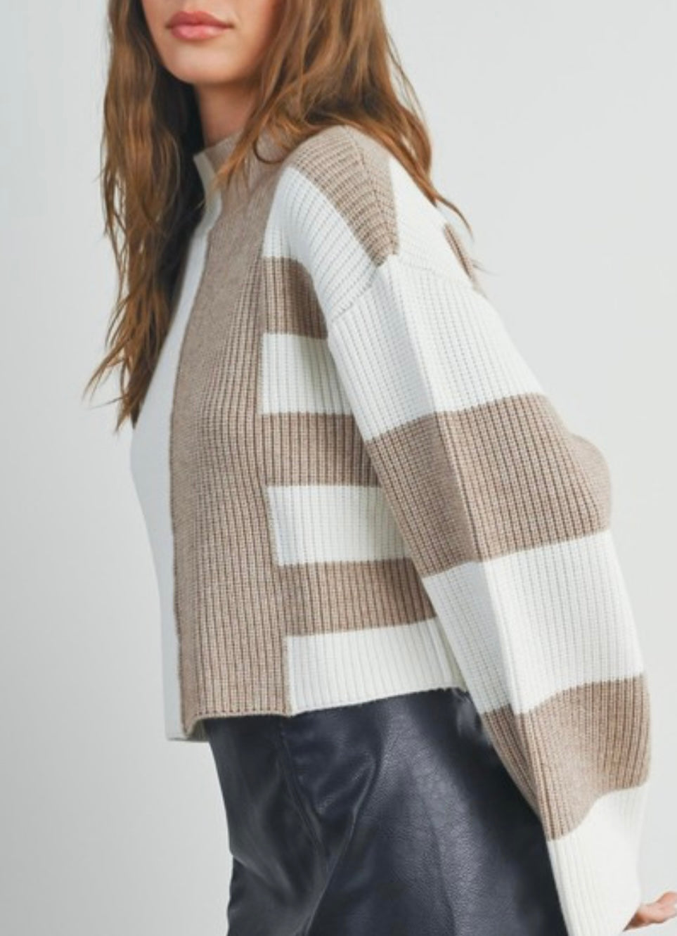 Taupe/Ivory Color Block Sweeter