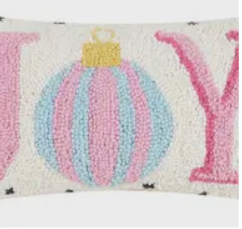 Spotted Holiday “Joy” Hook Pillow