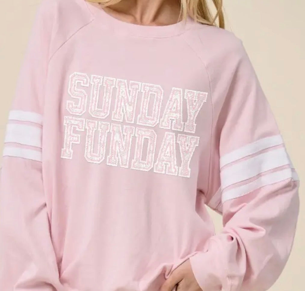 Sunday Funday/Varsity Stripe Sleeve SS