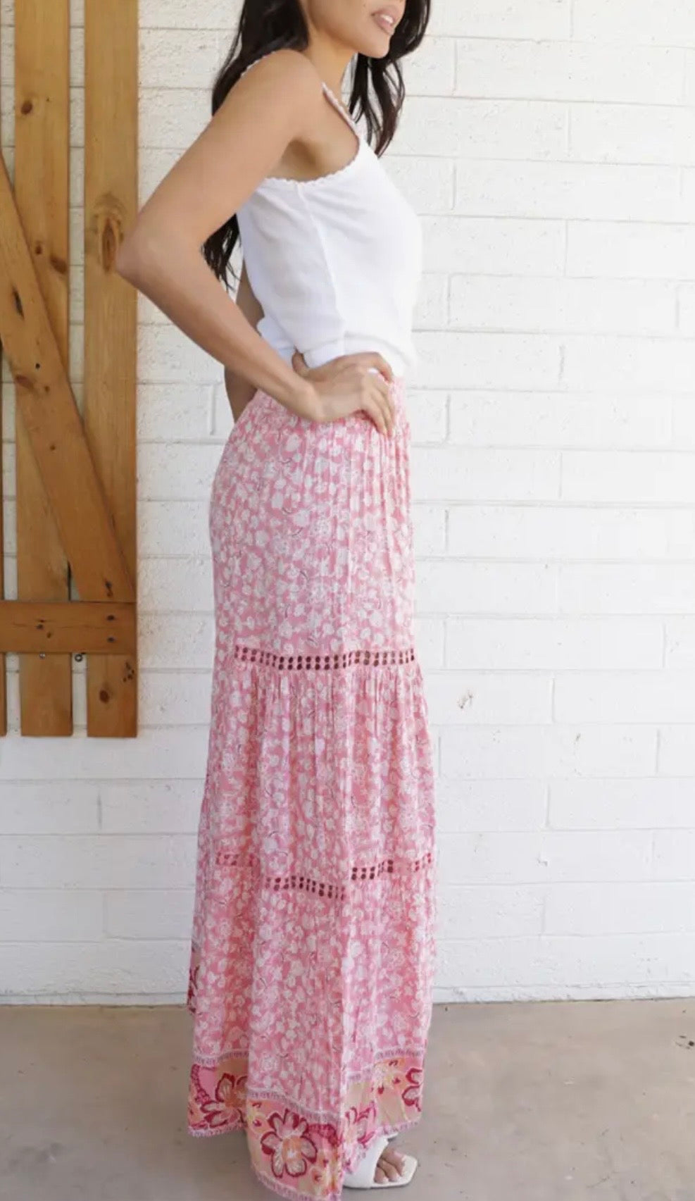 Pink Blush Wide Leg Boho Pants