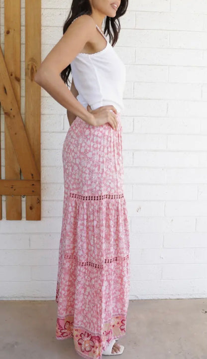 Pink Blush Wide Leg Boho Pants