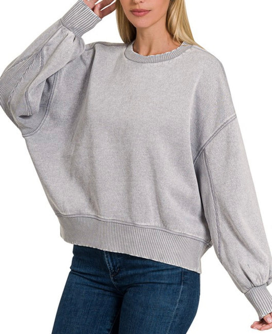 Sleet Acid Wash Fleece Pullover