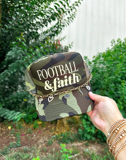 Football and Faith Camo Trucker: WITH CHAIN