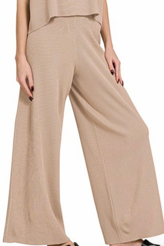 Lt. Mocha Viscose Ribbed Pants