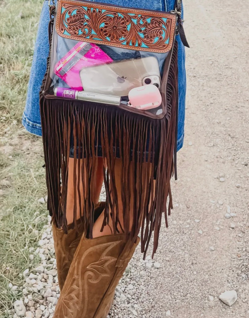 Hand Tooled Clear Purse-Crosbody