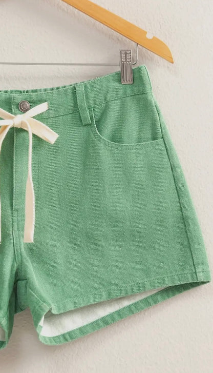 Green Summer Shorts-Pocket Detail