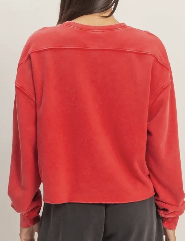 Red Mineral Wash Sweat Shirt