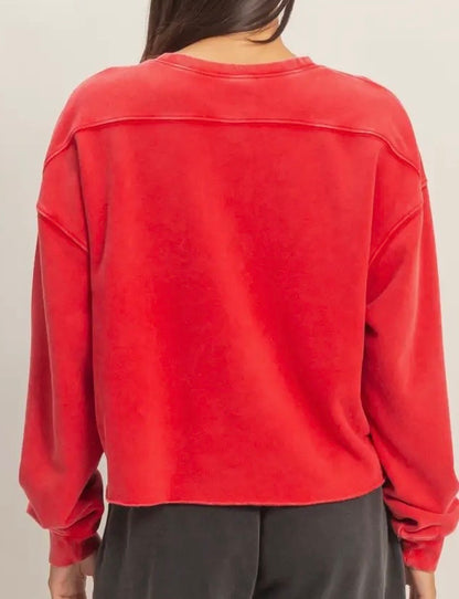 Red Mineral Wash Sweat Shirt