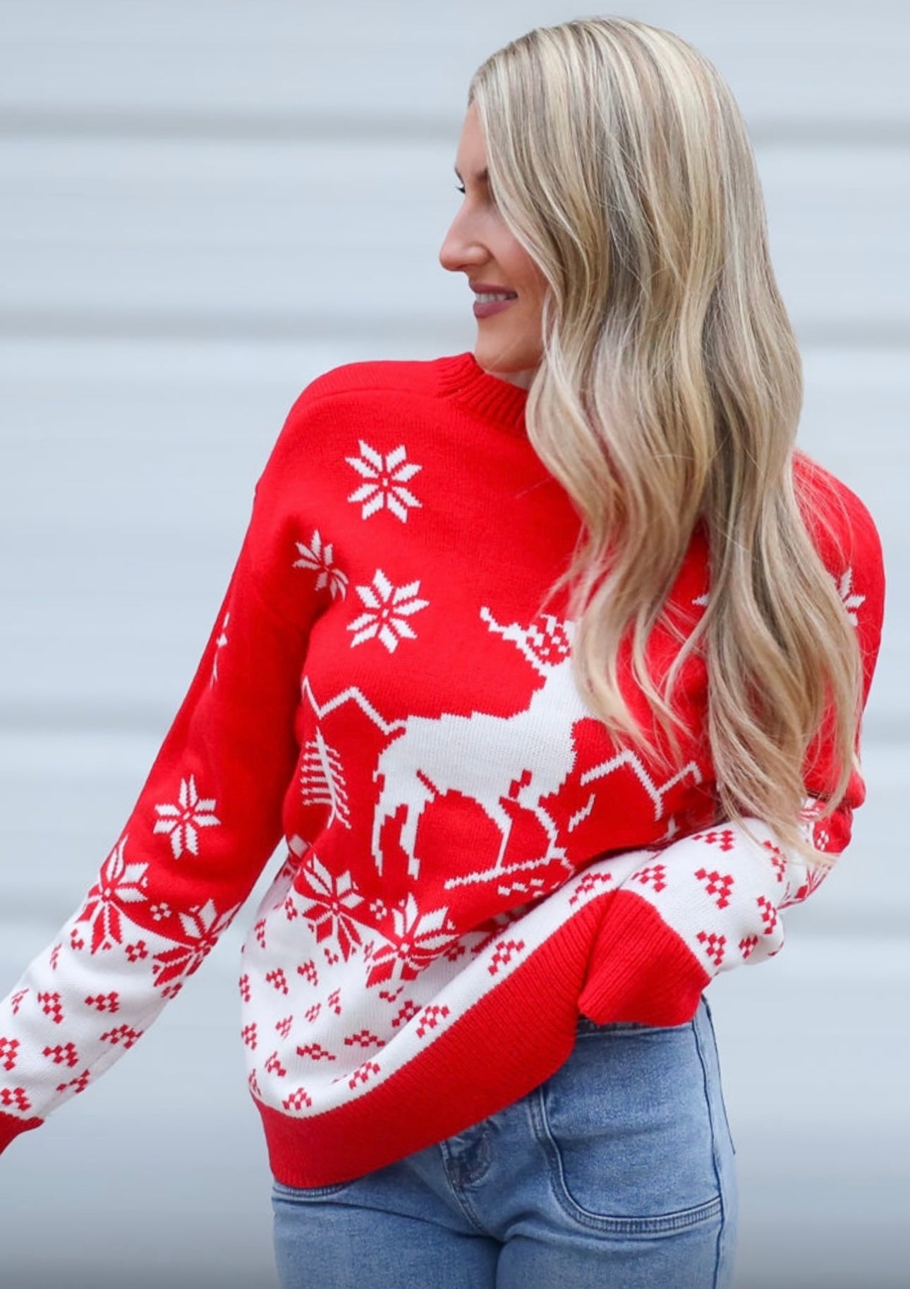 Red Reindeer Christmas Sweater