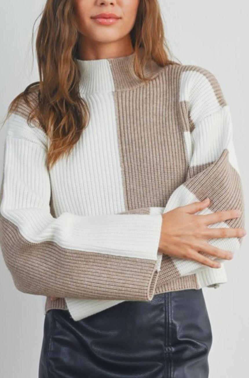 Taupe/Ivory Color Block Sweeter