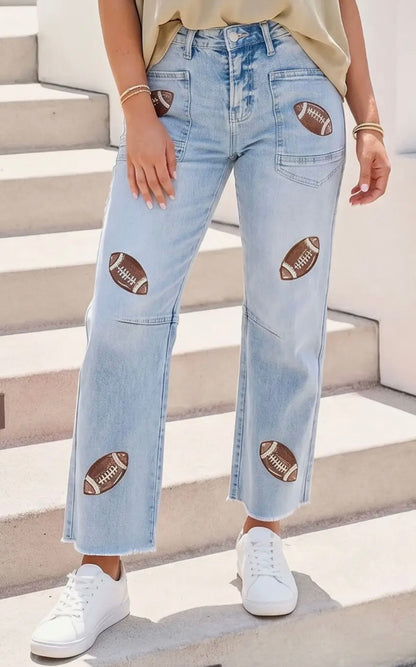 Game Day Football Patch Jeans