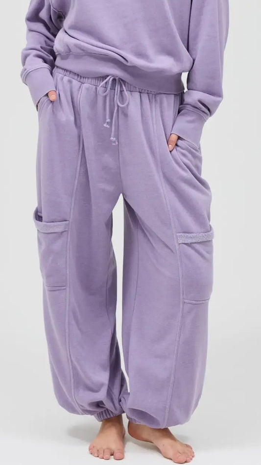 Dusty Purple Ruffle Waist Joggers