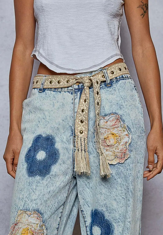 Boho Edge Studded Tassel Belt