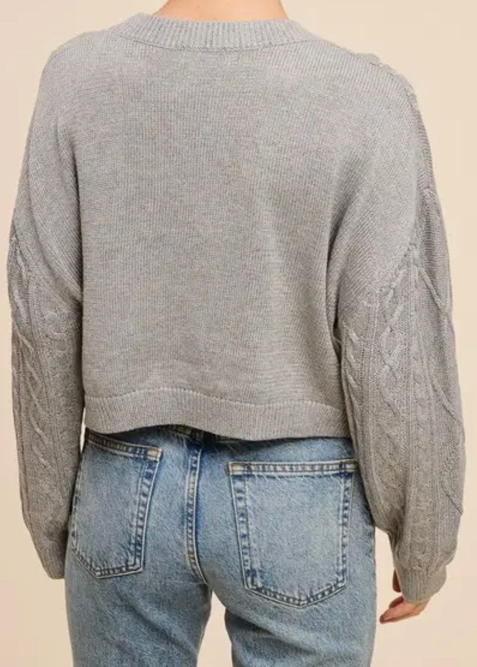 Lt. Gray Malibu Cable Knit Sweater