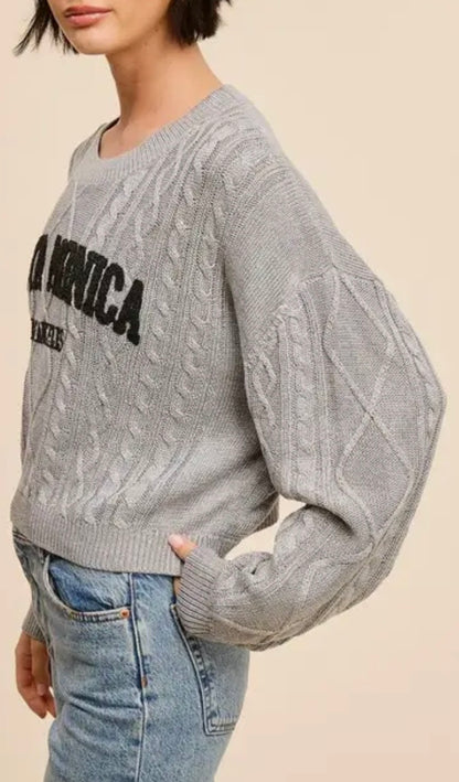 Lt. Gray Malibu Cable Knit Sweater