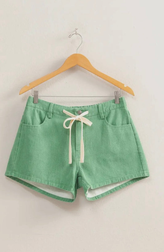 Green Summer Shorts-Pocket Detail