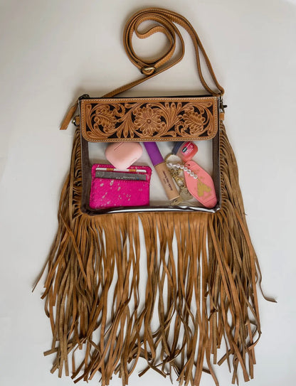 Hand Tooled Clear Purse-Crosbody