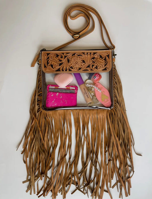 Hand Tooled Clear Purse-Crosbody