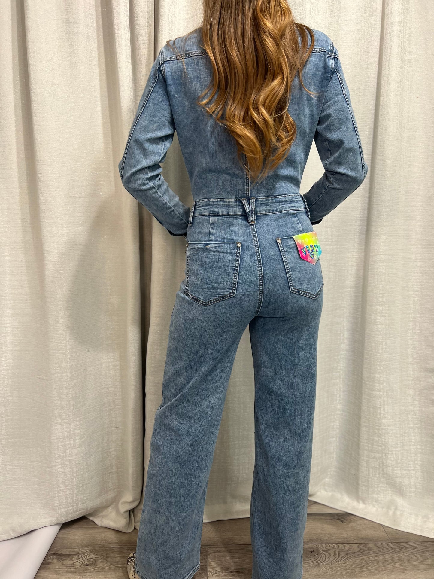 “Stud” Straight Fit Denim Jumpsuit