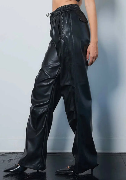 Vegan Leather Baggy Style Pants