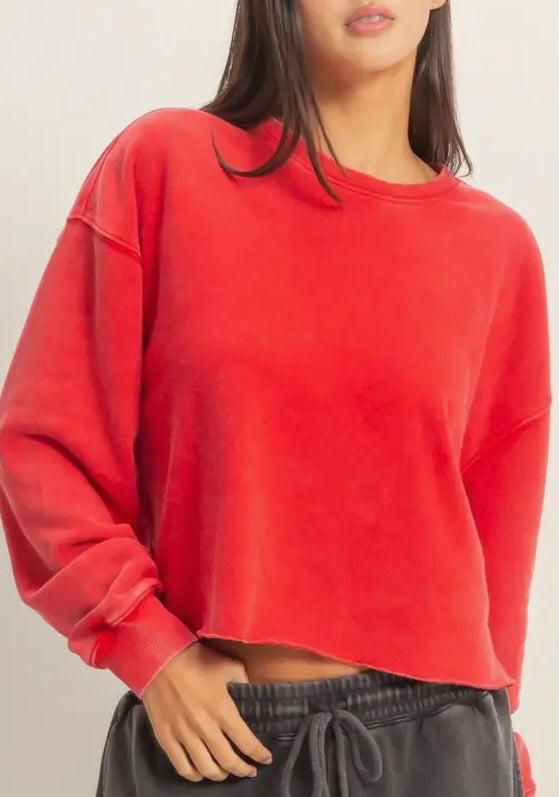 Red Mineral Wash Sweat Shirt