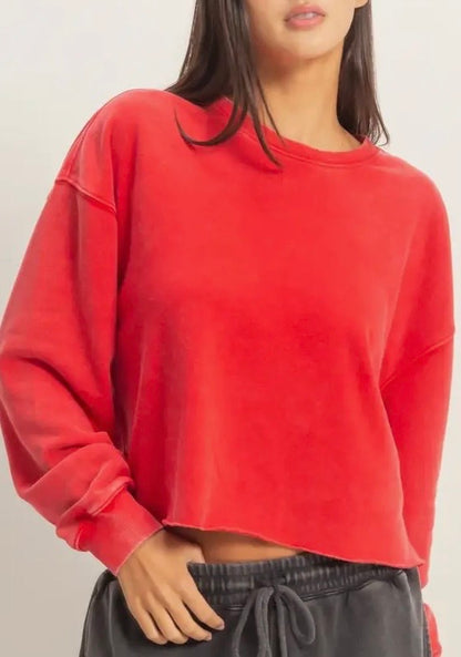 Red Mineral Wash Sweat Shirt