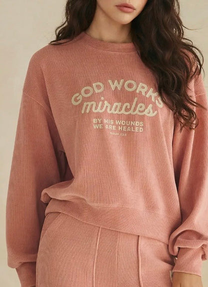“Miracles” Soft Corded Graphic Top