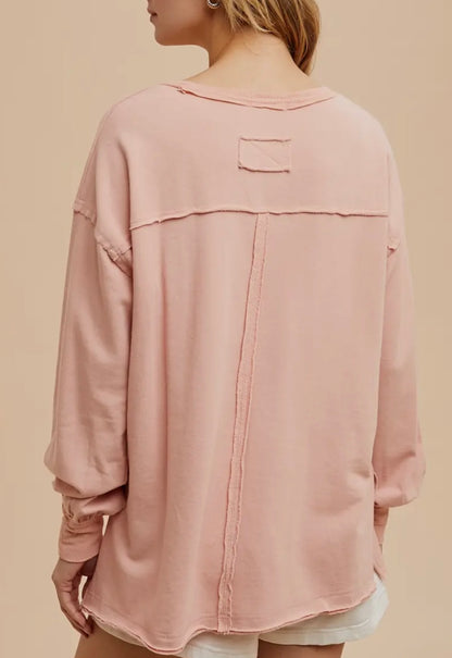 LOVE Embroidered Terry Pullover