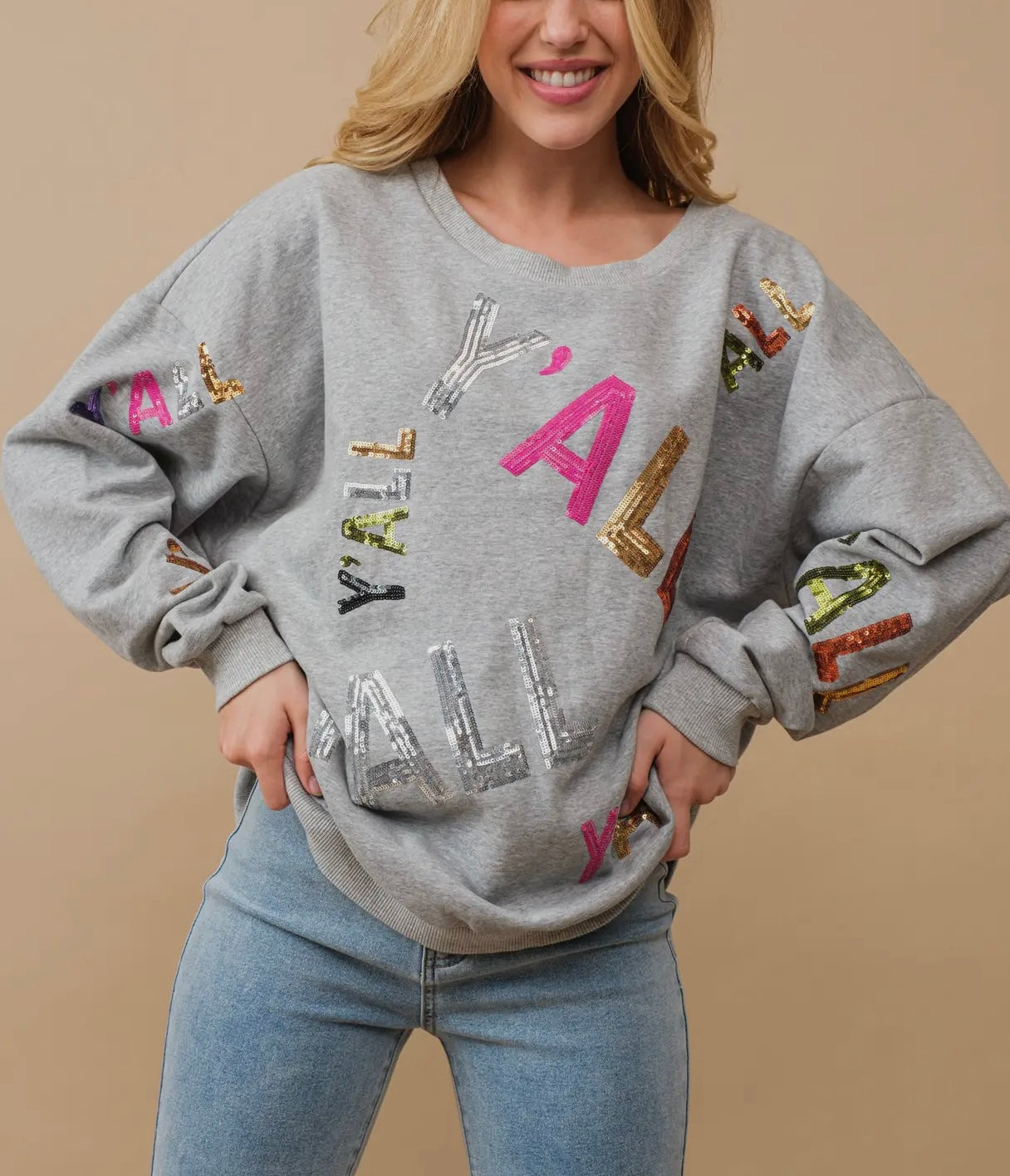 Sequin Embellished “Ya’ll” Sweatshirt