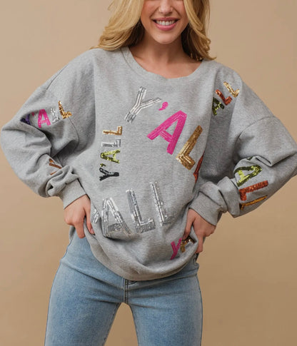 Sequin Embellished “Ya’ll” Sweatshirt