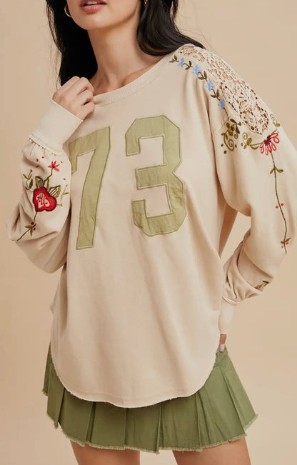 Embroidered Jersey French Terry Pullover