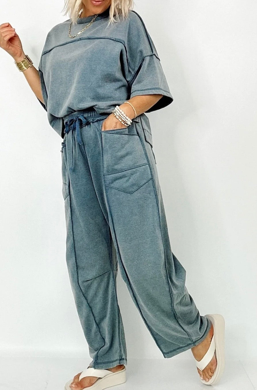 Denim Blue Mineral Wash Boxy Top