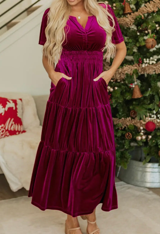 Burgundy Velvet Maxi Dress