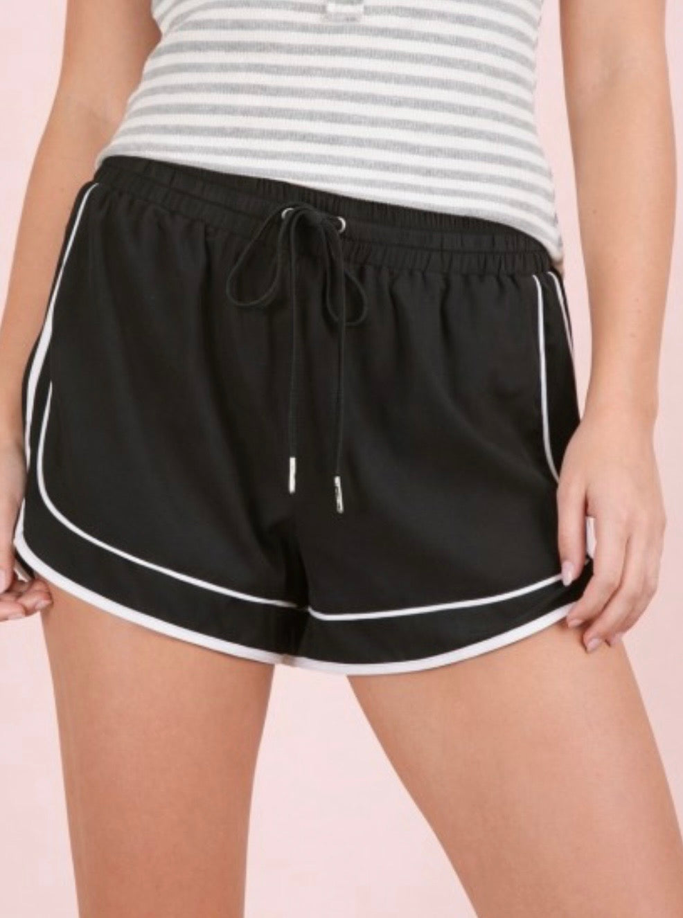 Black Two Tone Activewear Shorts