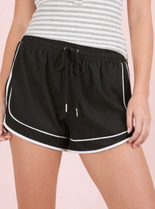 Black Two Tone Activewear Shorts