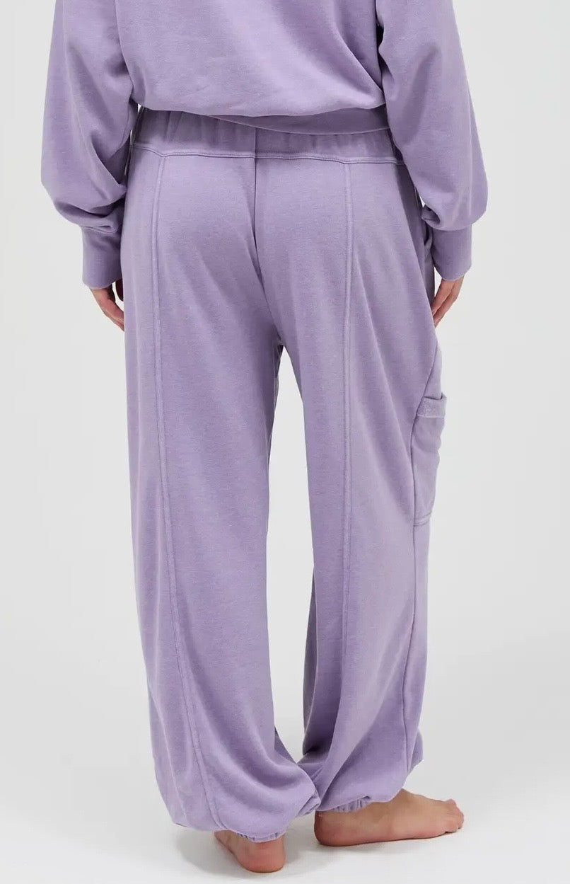 Dusty Purple Ruffle Waist Joggers