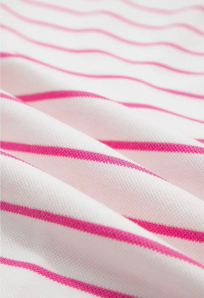 Casual Style Pink/White Stripe SS Top