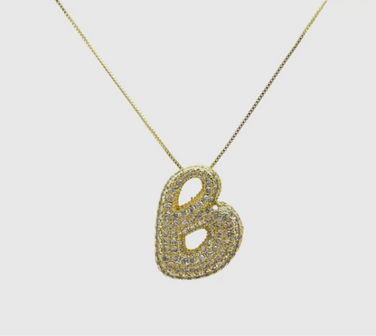 Initial  Bubble Hailey Necklace-18k Gold