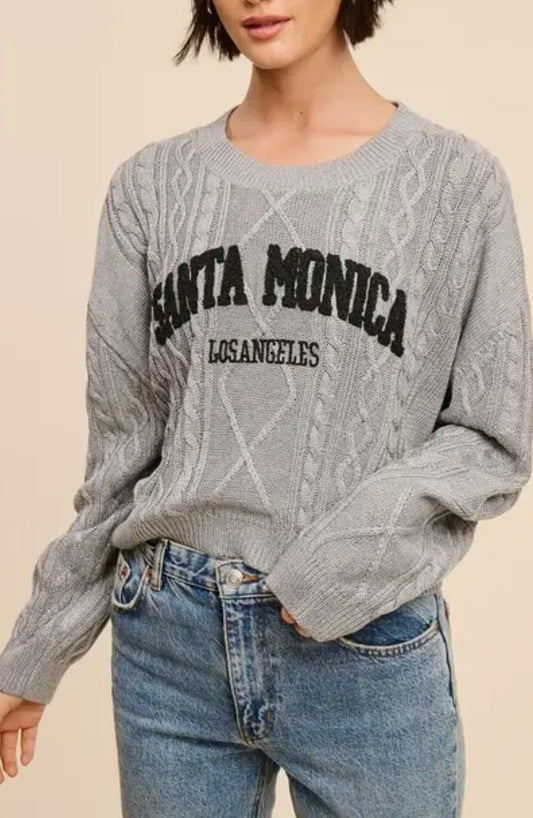 Lt. Gray Malibu Cable Knit Sweater